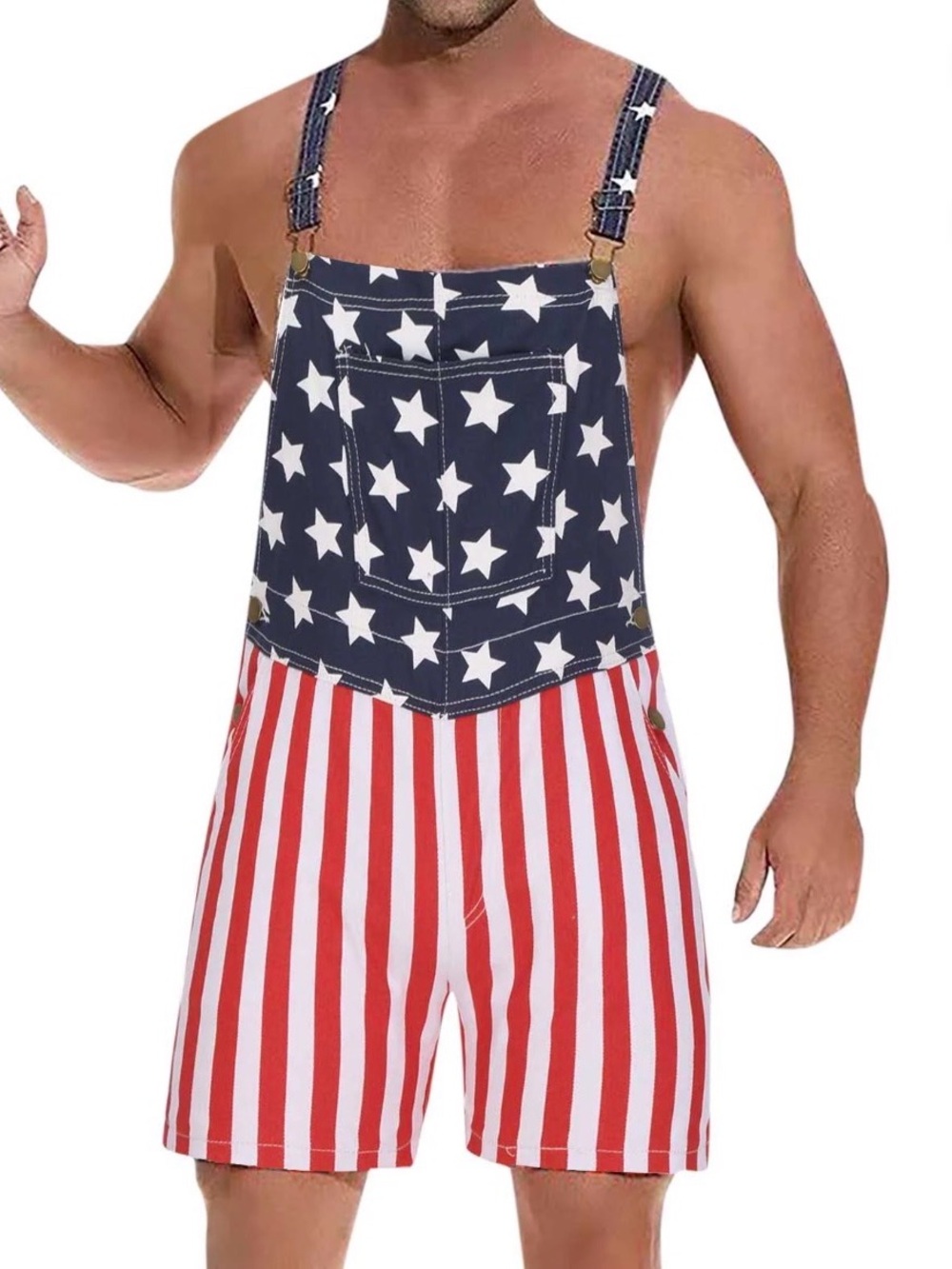 New Men's or Women’s unisex XXL Shorts Overalls - Red, White & Blue